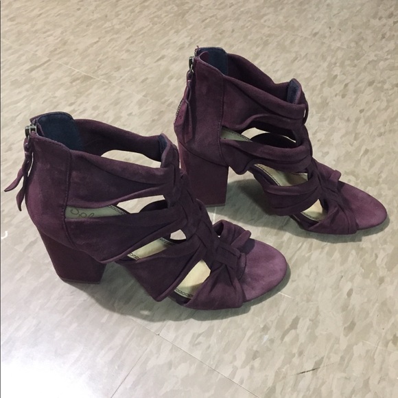 NEW SPLENDID Nando Plum Purple Suede Lthr Block Heel Open Toe Knot Sandals sz 10 - Picture 3 of 7